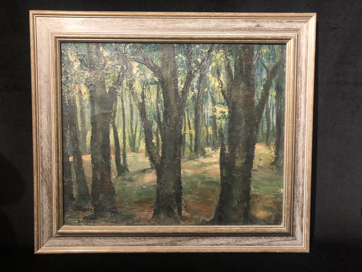 Alexis Kalaeff - Sous Bois - Huile Sur Toile-photo-2