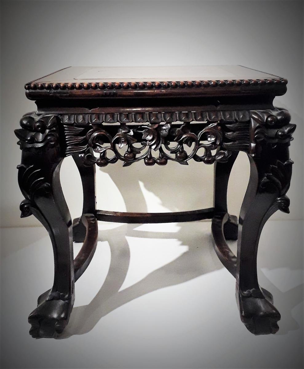 Asia, Iron Wood Pedestal Table, XIXth-photo-1