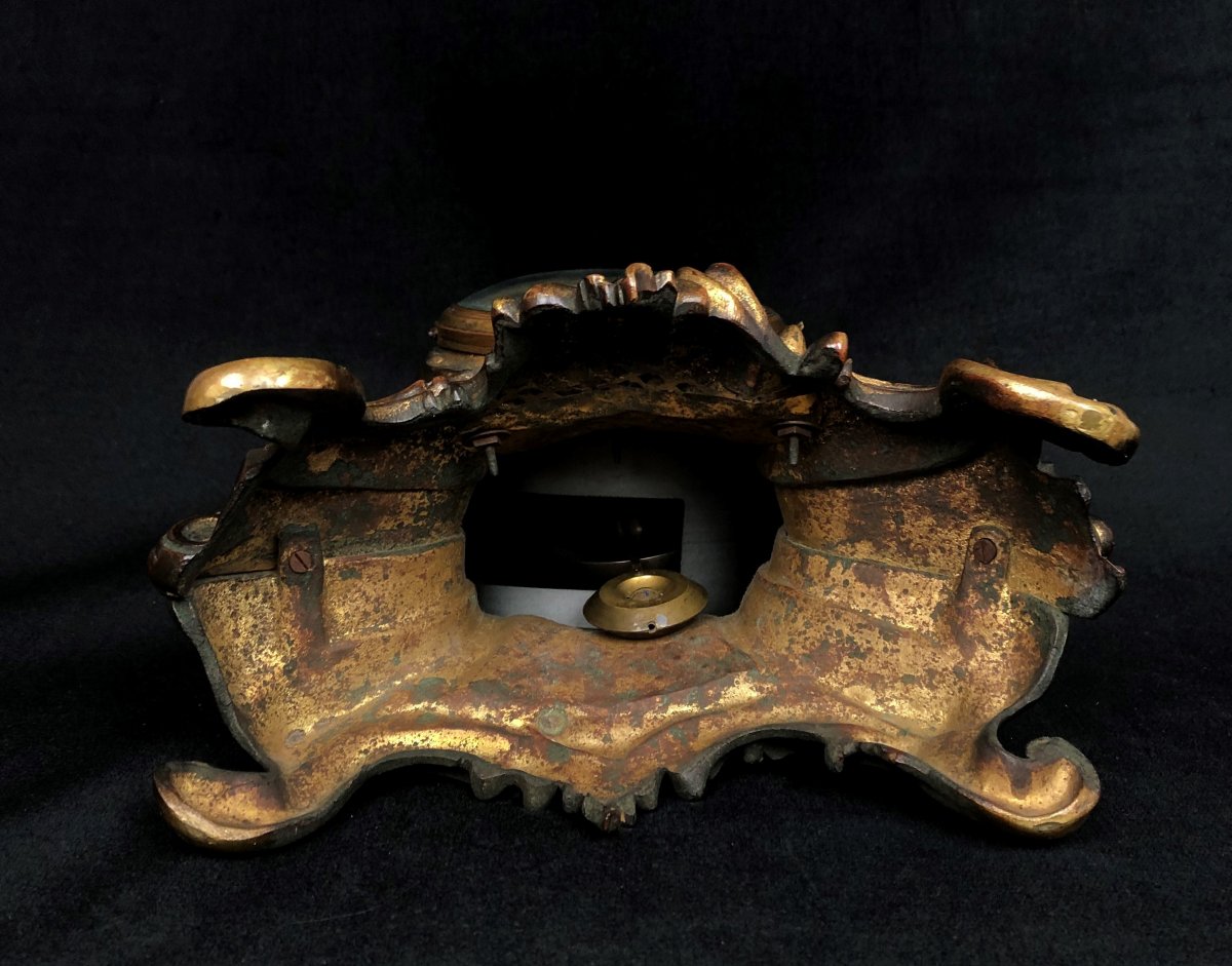 Rocailleux Cartel Louis XV Style In Functional Bronze-photo-2