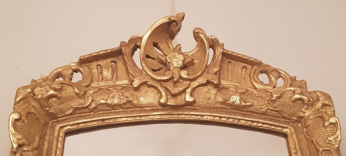 Regency Period Mirror (xviiith Century) In Golden Wood-photo-4