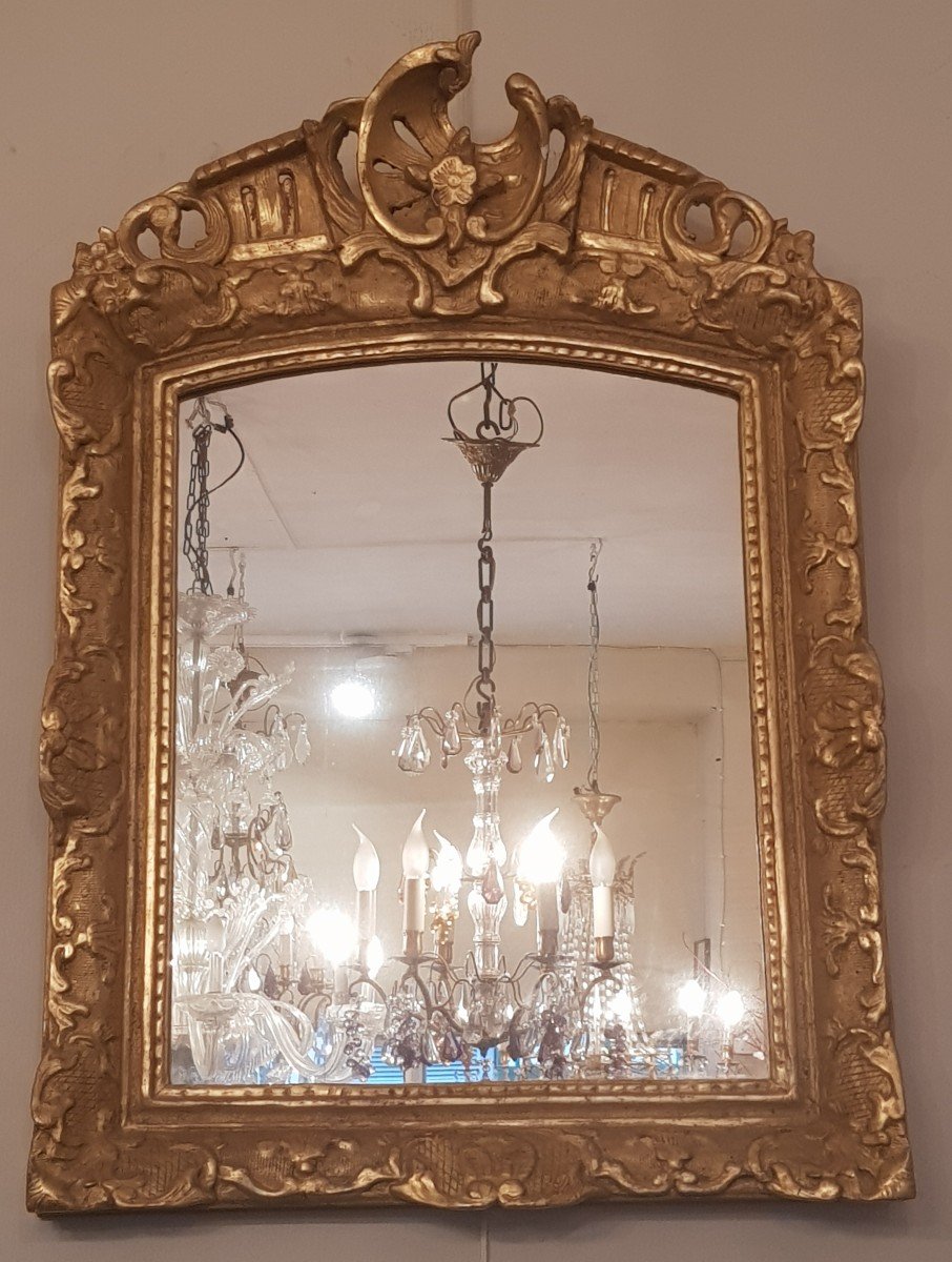 Miroir Epoque Régence (xviiième Siècle) En Bois Doré