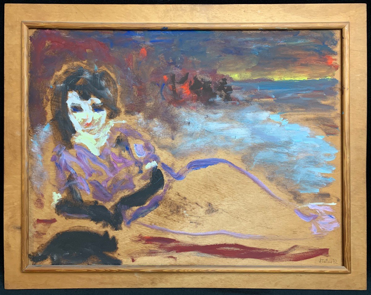 Woman By The Sea - Oil On Wood - Il Tartaro - 1972-photo-2