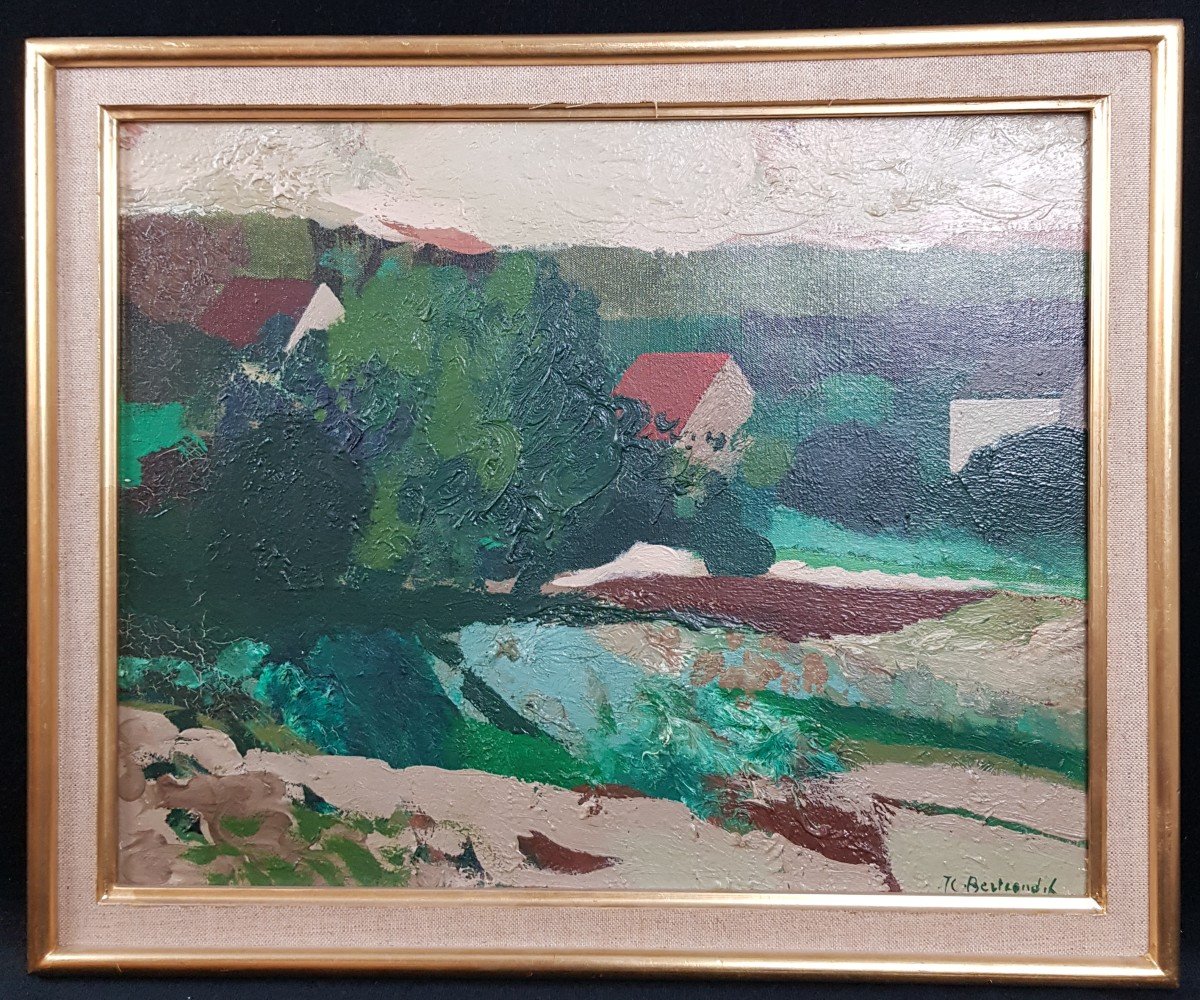 "Paysage de Bourgogne" Huile sur toile signée BERTRAND-photo-2