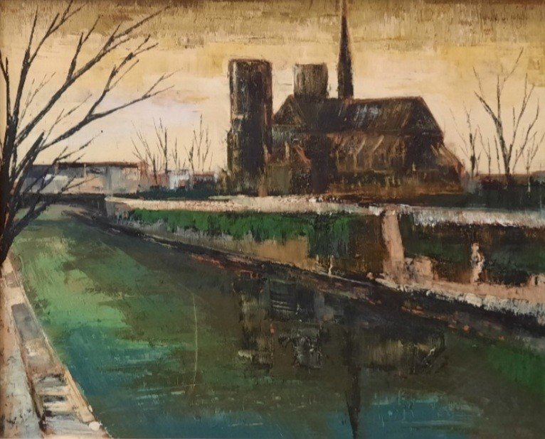 Paul Kerouedan (1929-2016) - Huile sur isorel - Notre-Dame de Paris