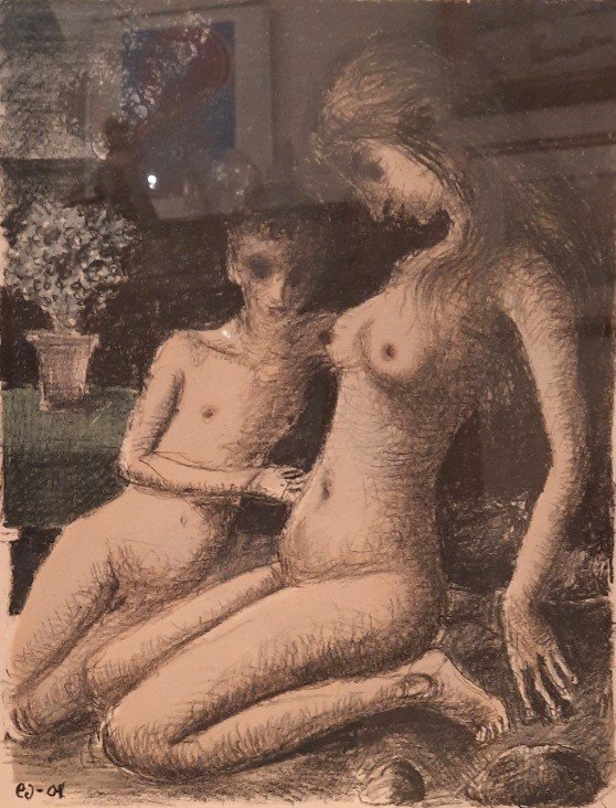 Lithographie "L'Azalée bleue" de Paul Delvaux (1969)