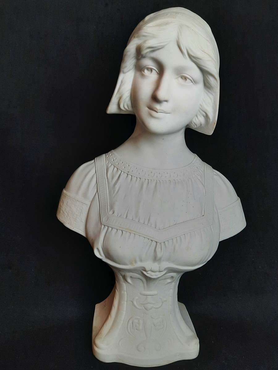 Biscuit Bust Of A Young Woman - F. Foucher