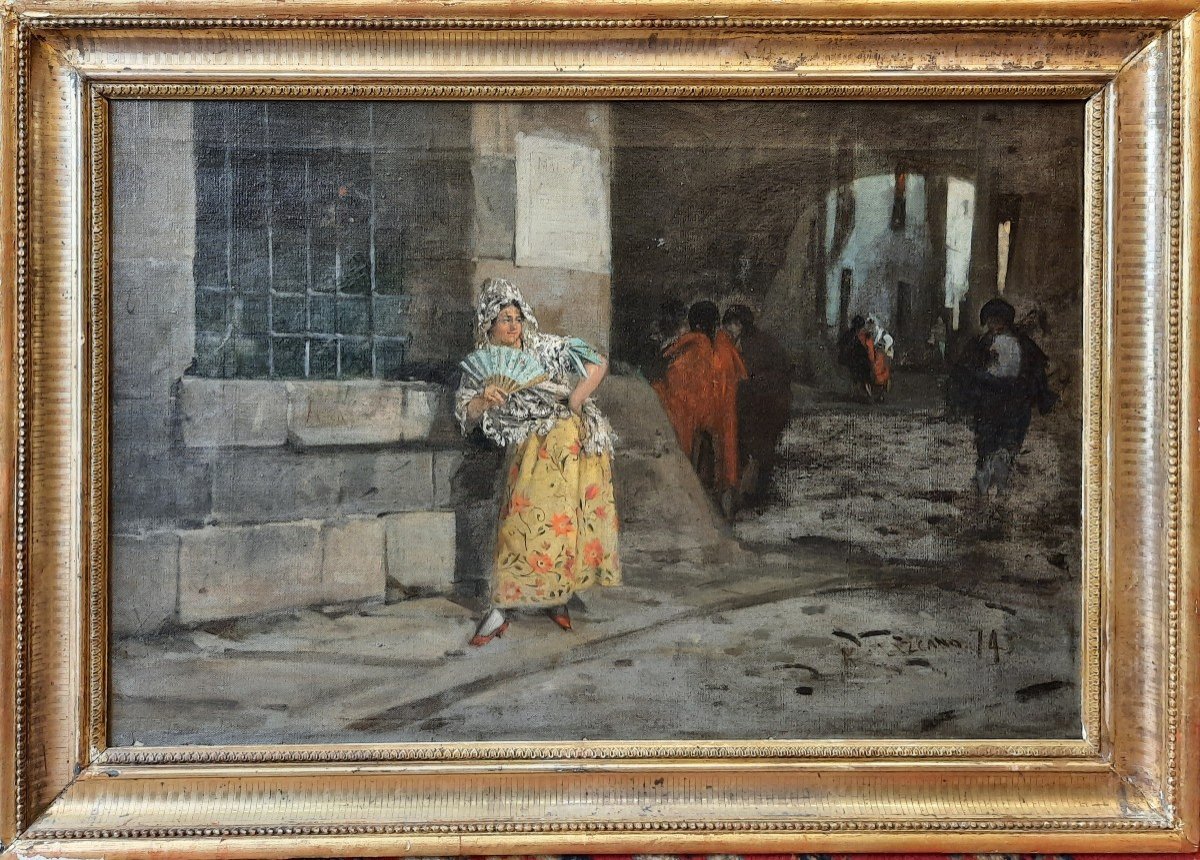 Huile sur toile, "La Gitane" de Ángel LIZCANO (1846-1929)-photo-2