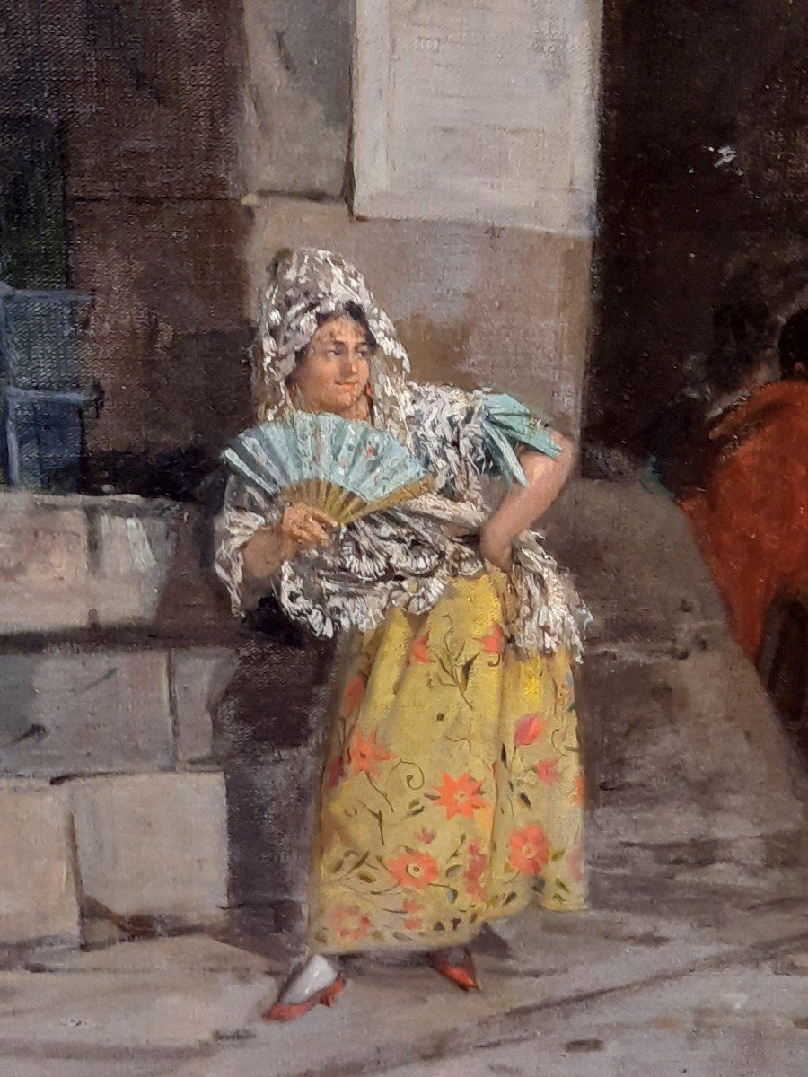 Huile sur toile, "La Gitane" de Ángel LIZCANO (1846-1929)-photo-4