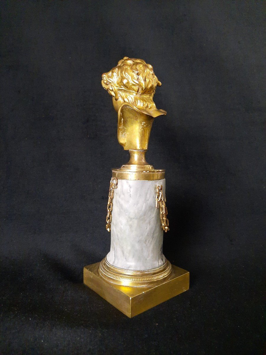 Bronze And Marble Child Bust-photo-1