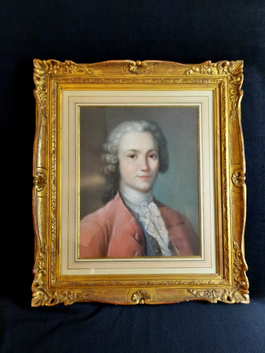 Portrait Gentilhomme En Pastel - école Française-photo-2