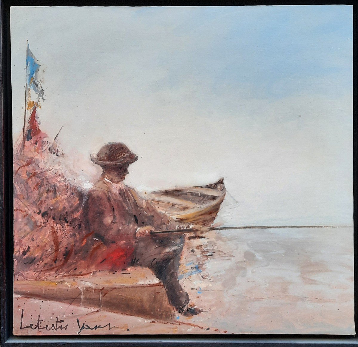 Huile sur toile - Hollandais - de Yann Letestu (XXe siècle)-photo-2