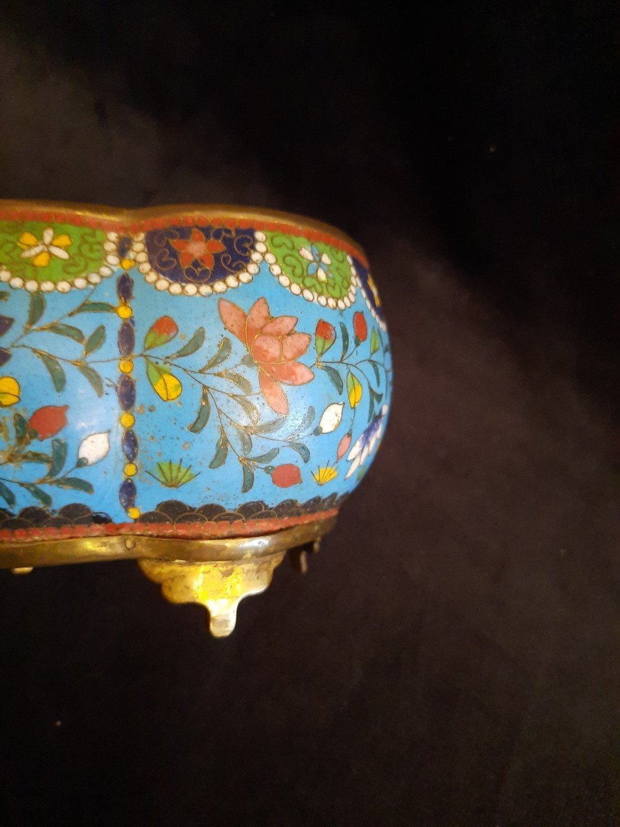 Small Cloisonne Enamel And Bronze Planter - Asia-photo-4