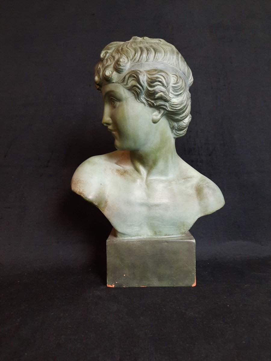 Terracotta Sculpture / Bust Of A Young Man (20th Century)-photo-2