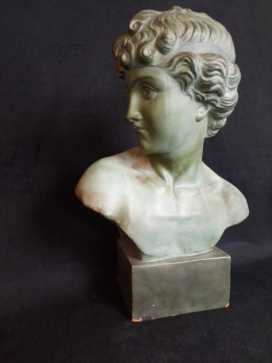 Terracotta Sculpture / Bust Of A Young Man (20th Century)-photo-3