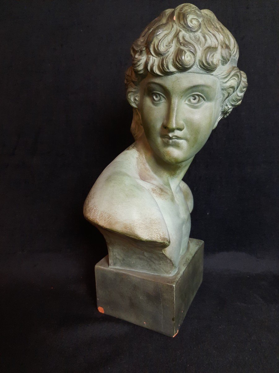 Terracotta Sculpture / Bust Of A Young Man (20th Century)-photo-4