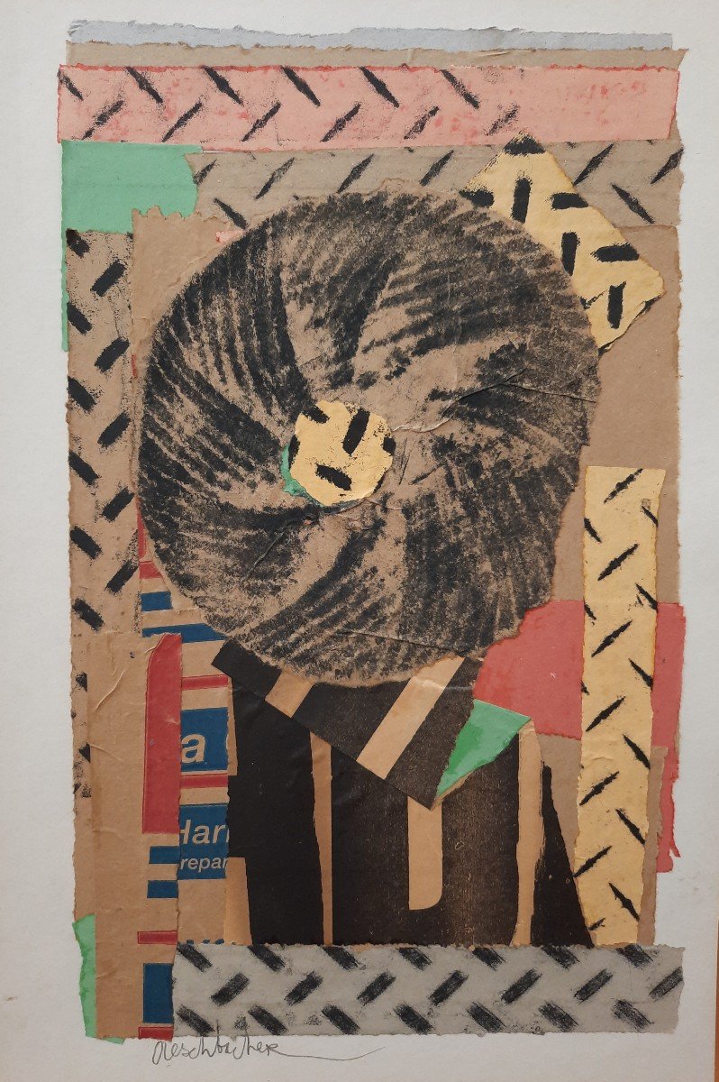 Collage / Papier - Empreinte - De Arthur Aeschbacher (1923-2020)