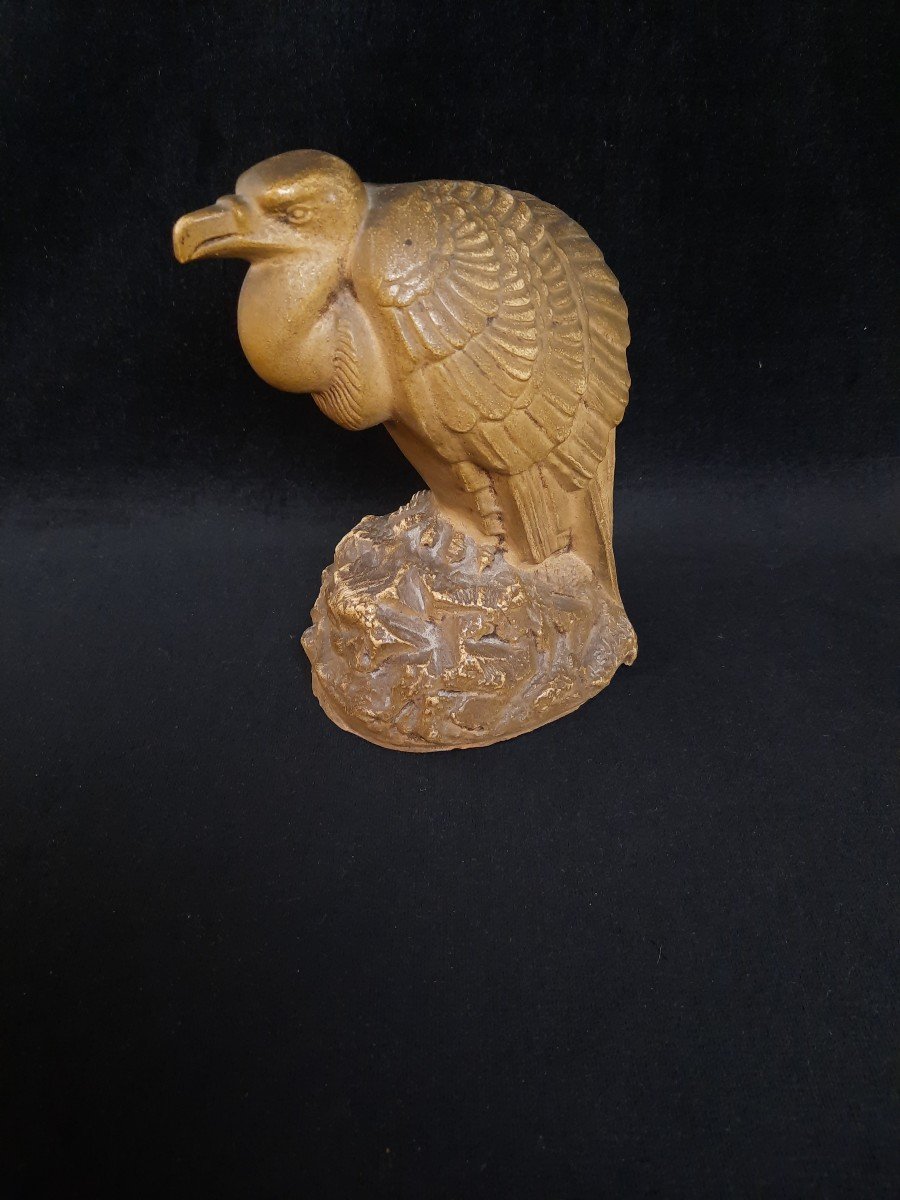 Terracotta Sculpture Of A Vulture - Signed Lejan (20th Century)-photo-2
