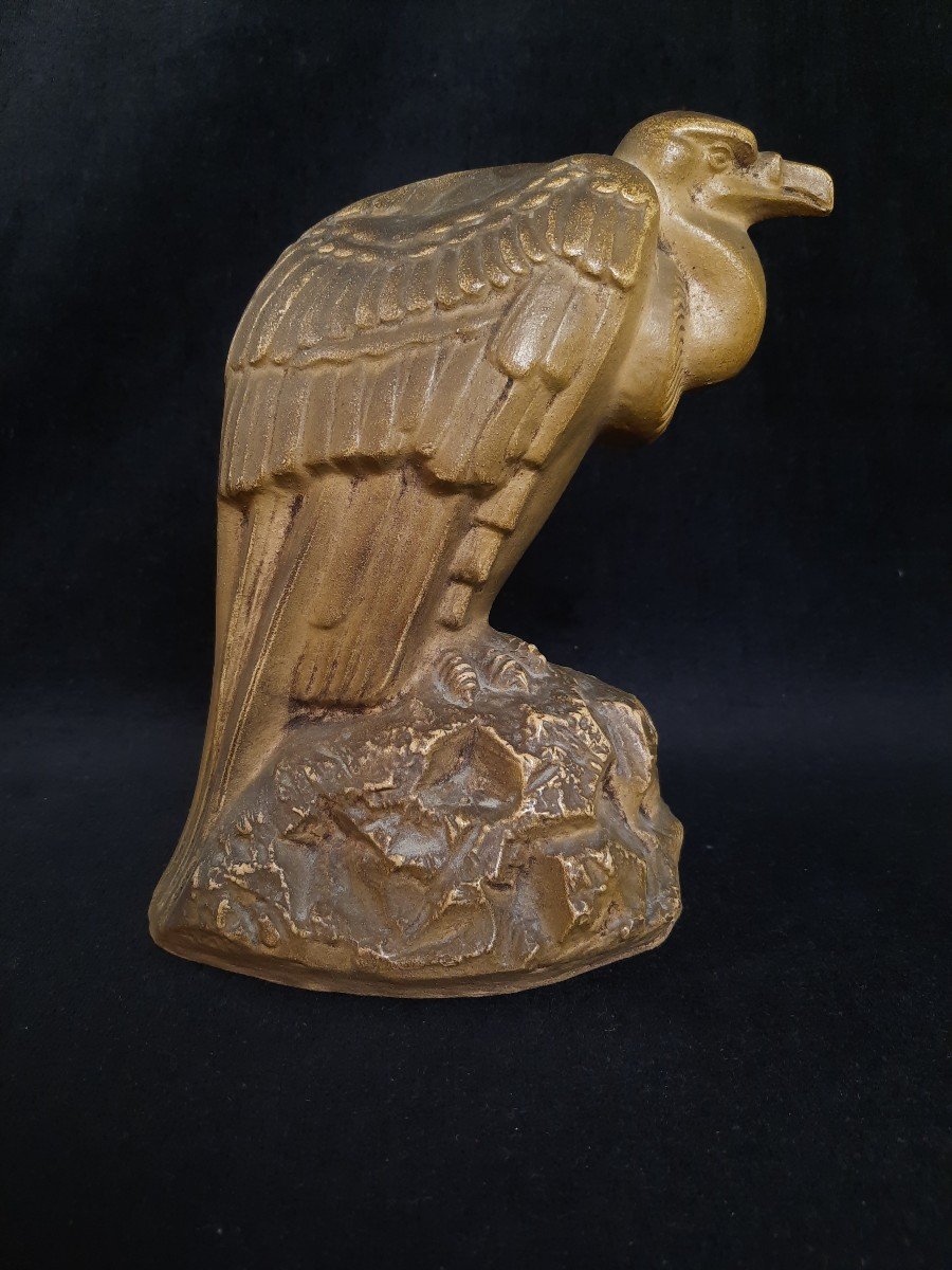 Terracotta Sculpture Of A Vulture - Signed Lejan (20th Century)-photo-4