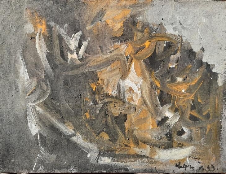 Oil On Canvas - Green Composition - Stacha Halpern (1919 - 1969)-photo-2
