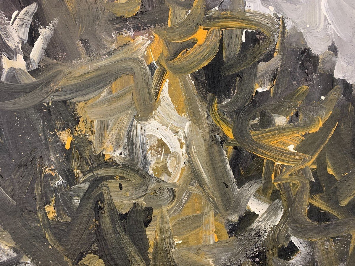Oil On Canvas - Green Composition - Stacha Halpern (1919 - 1969)