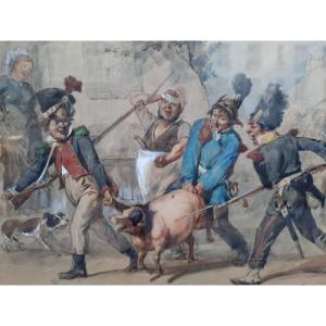 Clément-auguste Andrieux - Watercolor Drawing - The Condemned To Death