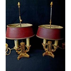 Paire De Lampes Bouillotte Style Louis XVI - XIX°- Victor Paillard