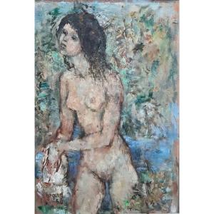 Oil On Panel - Female Nude - By Gaudérique Grand (1891-1971)
