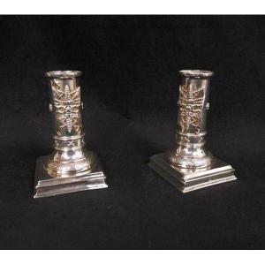 Small Toilet Candlesticks In Sterling Silver (19th Century)