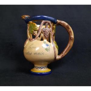 Misleading Pitcher In Earthenware - Malicorne (19th Century)