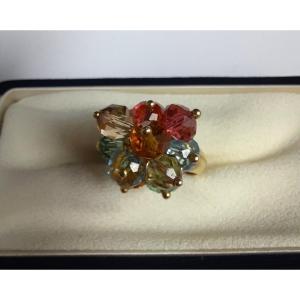 Bague En Or 14 Carats Et Perles De Couleurs 