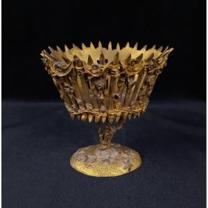 Coupe / Jardinière Bronze Doré (xixe Siècle)