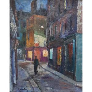 Oil On Canvas - Old Paris - By L. Martin (20th Century)