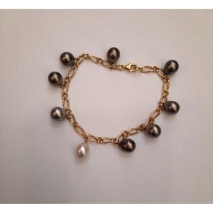 Bracelet In Gold And Cultured Pearls 