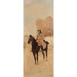 Oil On Canvas - Hussar On Horseback - A. De Laprade (20th Century)