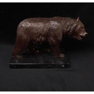 Sculpture En Bronze d'Un Ours (xxe Siècle) 