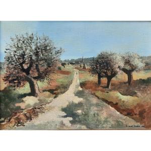 Roland Oudot (1897-1981) - Huile sur toile - Les olivers