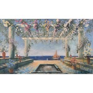 Oil On Panel - Landscape Of Greece (20th Century)