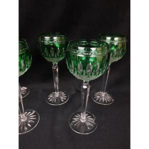 Waterford - 6 Colored Crystal Glasses (20th Century)