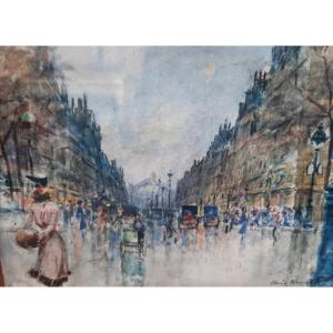 Manuel Ruiz Morales (1857-1922) - Aquarelle sur papier - Vue de Paris 