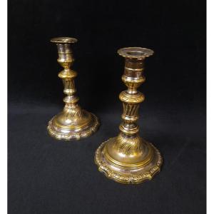 Pair Of Bronze Candlesticks - 18th Century