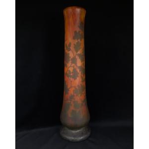 Daum De Nancy - Large Glass Vase - Oak