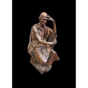 Paul Dubois (1829-1905) - Bronze Study Or Meditation 