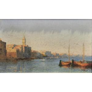 Marius François Reynaud (1860-1935) - Oil On Canvas - View Of Venice