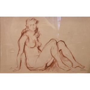 Youla Chapoval (1919-1951)  Dessin - Femme nue allongée