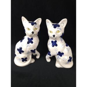 Paire de chats en céramique (XXe siècle)