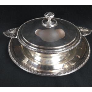 Christofle - Légumier et son plat de présensation en métal argenté (XXe siècle)