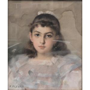 Fanny Laurent Fleury (1848-1920/40) - Pastel sur papier - Portrait d'une jeune fille 