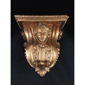 Small Wall-mounted Console Table With A Cherub (19th Century)