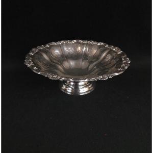 Silver-plated Metal Fruit Bowl On A Stand - Rococo Style (19th Century)