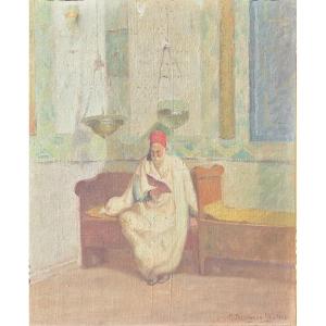 Maurice Bismouth (1891-1965) - Huile sur toile - Le rabbin à la prière